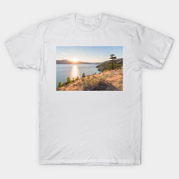 Sunset Over Mountains and Okanagan Lake in Summer T-Shirt by Amy-K-Mitchell